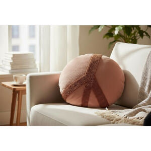 Opalhouse coral beaded Peace Sign Round Throw Pillow 16”